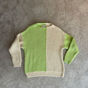 The Fifth Label Two-Tone Sweater - Lime and Cream